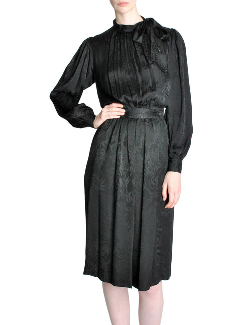 Saint Laurent Rive Gauche Black Silk Jacquard Secretary Dress – Amarcord  Vintage Fashion