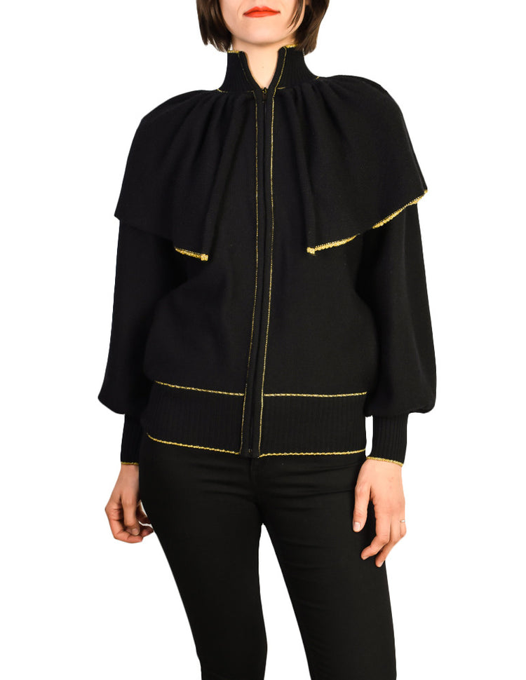 YSL_Black_Gold_Knit_Cape_Sweat