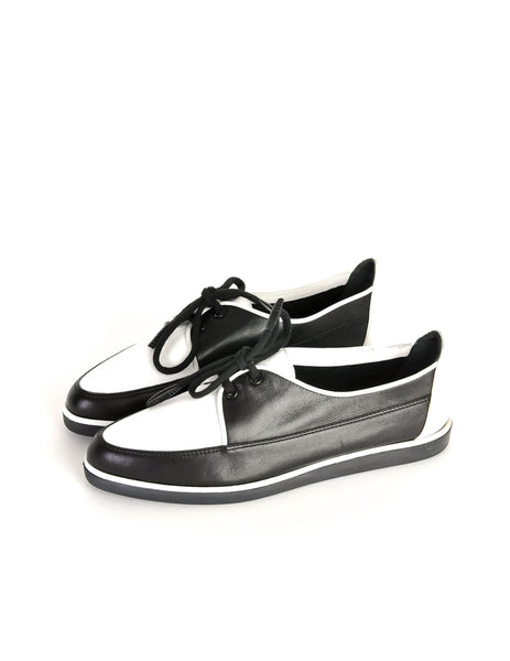 YSL Vintage Black & White Leather Creeper Sneakers