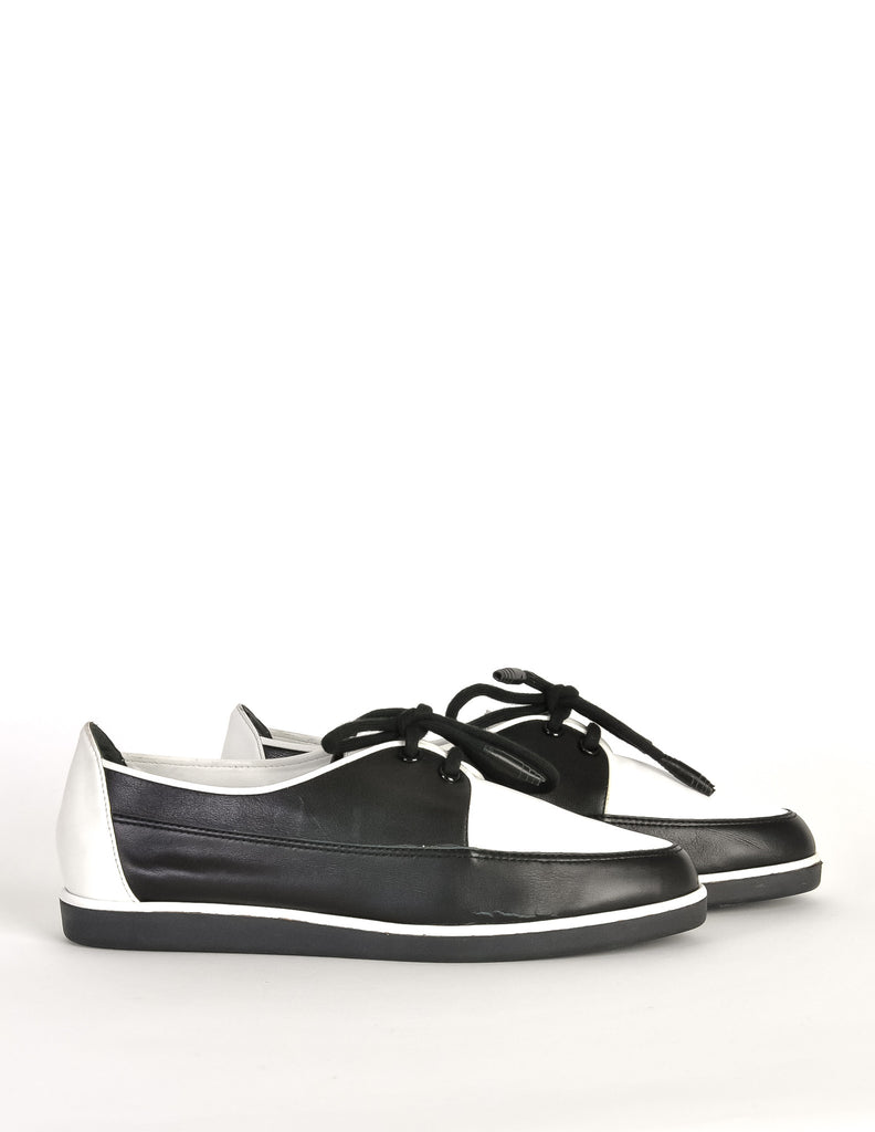 YSL Vintage Black & White Leather Creeper Sneakers Amarcord Vintage