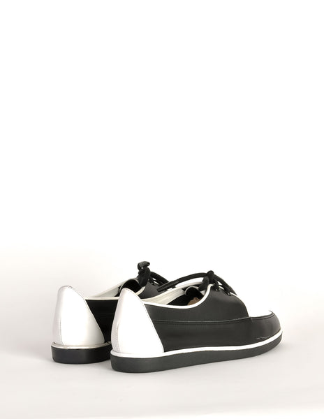 YSL Vintage Black & White Leather Creeper Sneakers