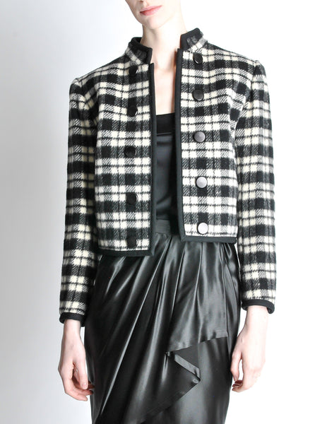 Saint Laurent Rive Gauche Vintage Plaid Wool Bolero Cropped Jacket - Amarcord Vintage Fashion
 - 4