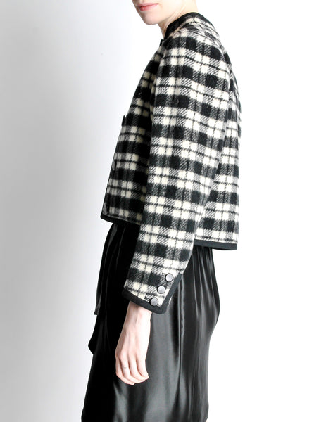Saint Laurent Rive Gauche Vintage Plaid Wool Bolero Cropped Jacket - Amarcord Vintage Fashion
 - 5