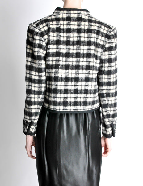 Saint Laurent Rive Gauche Vintage Plaid Wool Bolero Cropped Jacket - Amarcord Vintage Fashion
 - 6