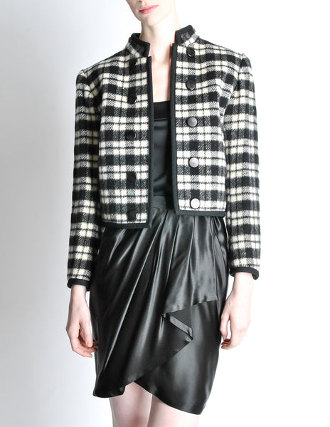 Saint Laurent Rive Gauche Vintage Plaid Wool Bolero Cropped Jacket - Amarcord Vintage Fashion
 - 2
