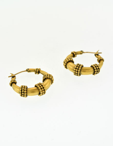 Yves Saint Laurent Vintage Brass Hoop Earrings - Amarcord Vintage Fashion
 - 3