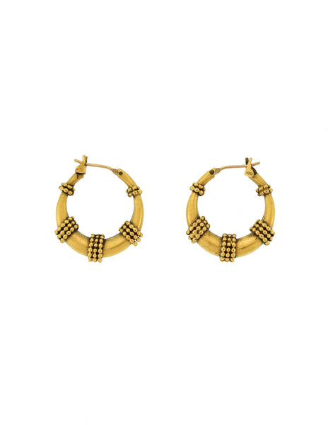 Yves Saint Laurent Vintage Brass Hoop Earrings - Amarcord Vintage Fashion
 - 1