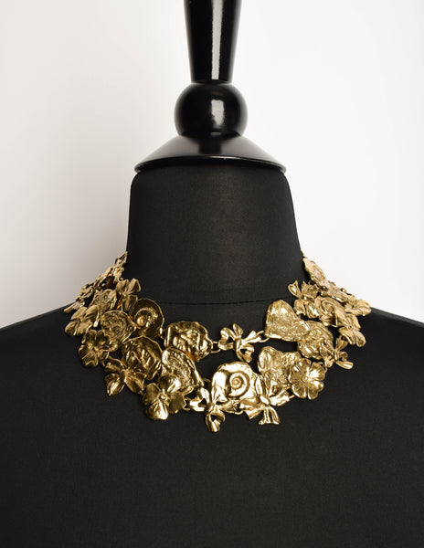 Yves Saint Laurent Vintage Flowers Hearts and Bows Necklace