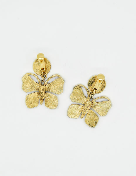 YSL Vintage Gold Butterfly Earrings - Amarcord Vintage Fashion
 - 5