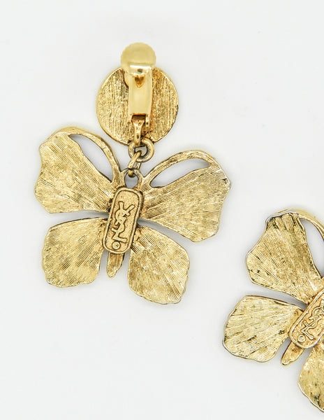 YSL Vintage Gold Butterfly Earrings - Amarcord Vintage Fashion
 - 4