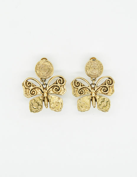 YSL Vintage Gold Butterfly Earrings - Amarcord Vintage Fashion
 - 2