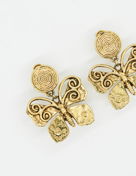 YSL Vintage Gold Butterfly Earrings - Amarcord Vintage Fashion
 - 3
