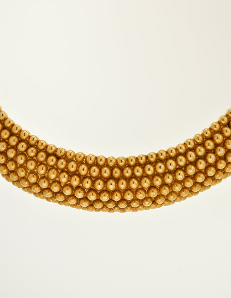 Yves Saint Laurent Vintage Gold Textured Choker Collar Necklace