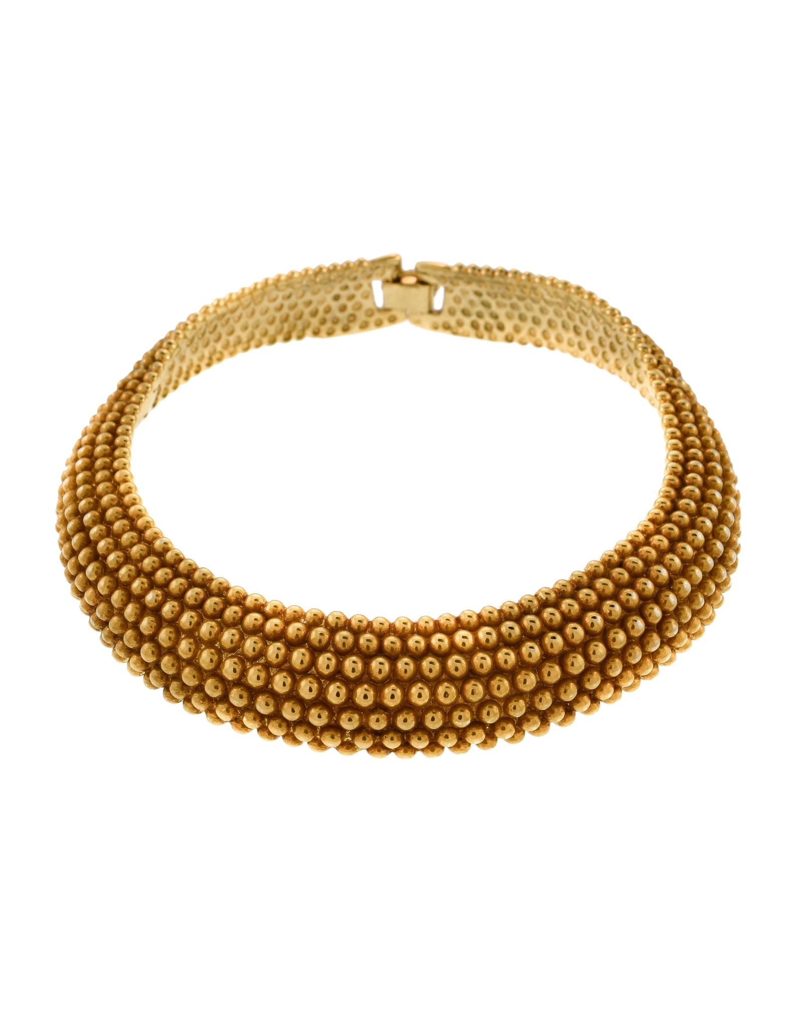 Yves Saint Laurent Vintage Gold Textured Choker Collar Necklace