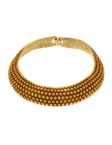 Yves Saint Laurent Vintage Gold Textured Choker Collar Necklace
