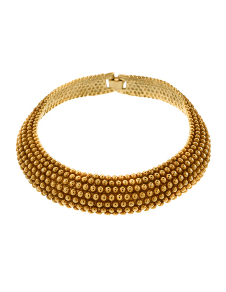 Yves Saint Laurent Vintage Gold Textured Choker Collar Necklace