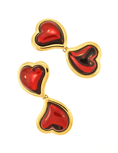 YSL Vintage Double Red Heart Earrings – Amarcord Vintage Fashion