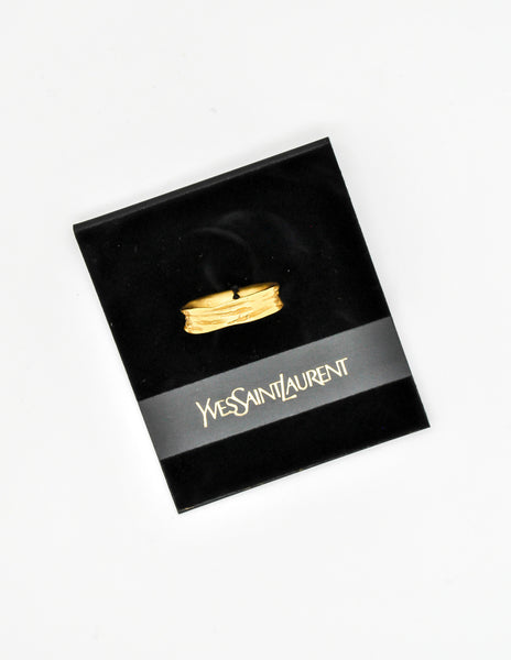 YSL Vintage Gold Carved Artisan Ring - Amarcord Vintage Fashion
 - 6