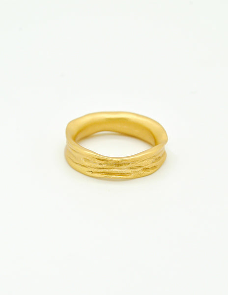YSL Vintage Gold Carved Artisan Ring - Amarcord Vintage Fashion
 - 2