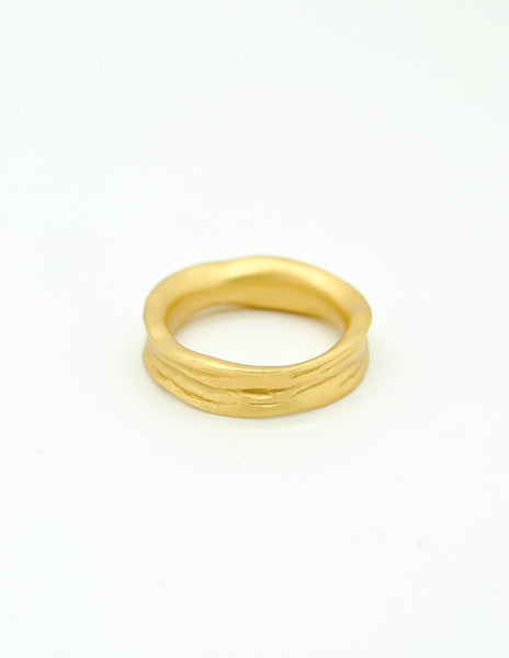 YSL Vintage Gold Carved Artisan Ring - Amarcord Vintage Fashion
 - 3