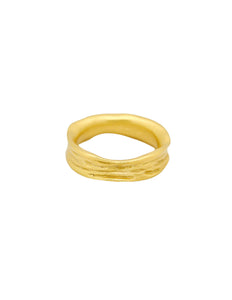 YSL Vintage Gold Carved Artisan Ring