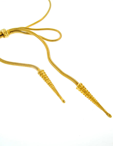 Yves Saint Laurent Vintage Gold Bow Necklace - Amarcord Vintage Fashion
 - 4
