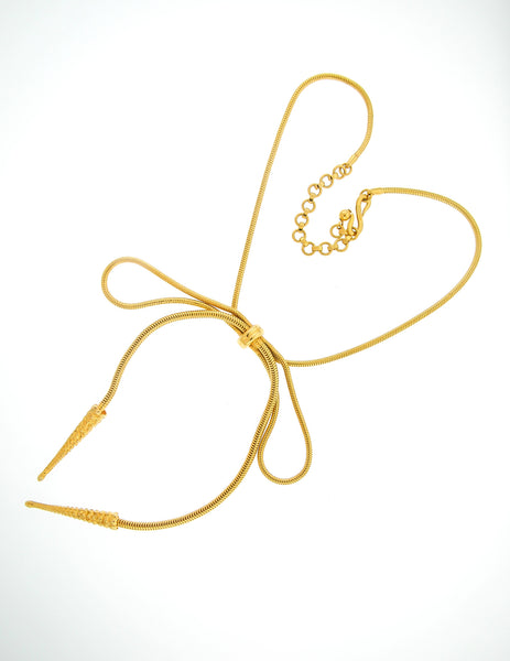 Yves Saint Laurent Vintage Gold Bow Necklace - Amarcord Vintage Fashion
 - 5