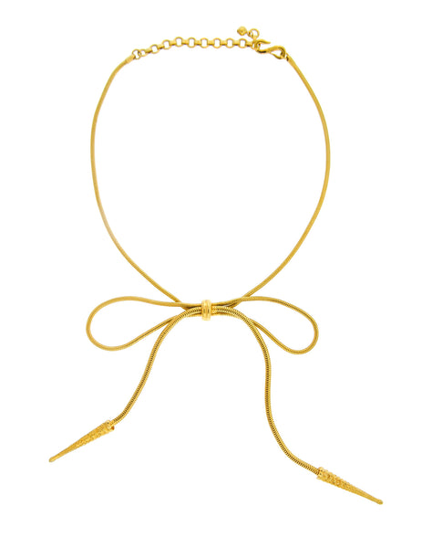 Yves Saint Laurent Vintage Gold Bow Necklace - Amarcord Vintage Fashion
 - 1