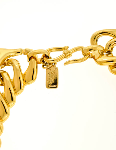 Yves Saint Laurent Vintage Gold Thick Chain Choker Necklace