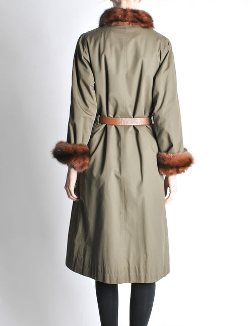 Yves Saint Laurent Vintage Green Mink and Sheared Beaver Coat