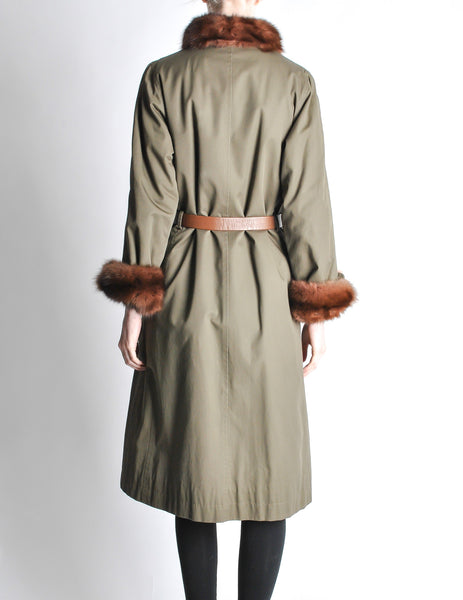 Yves Saint Laurent Vintage Green Mink and Sheared Beaver Coat