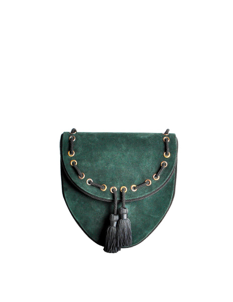 Yves Saint Laurent Vintage Green Suede Crossbody Bag