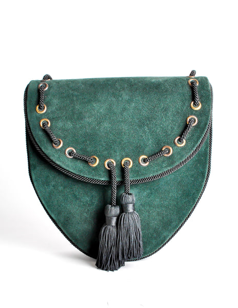Yves Saint Laurent Vintage Green Suede Crossbody Bag