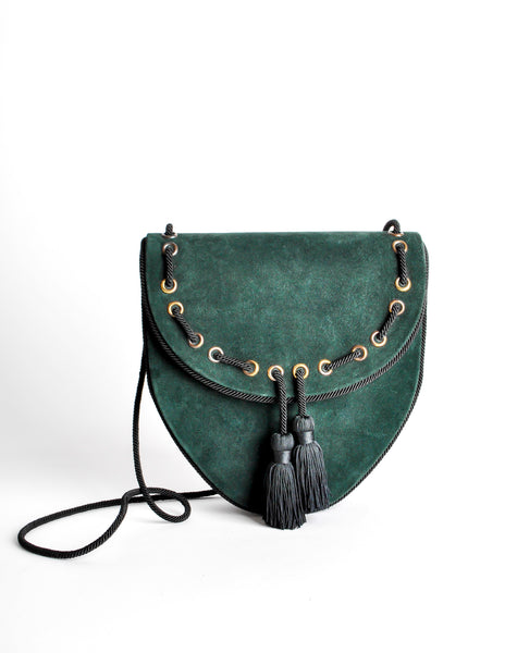 Yves Saint Laurent Vintage Green Suede Crossbody Bag - Amarcord Vintage Fashion
 - 2