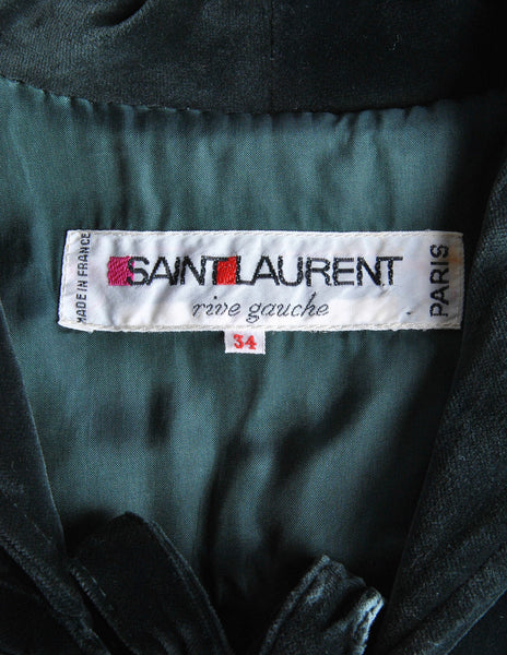 Saint Laurent Rive Gauche Vintage Green Wool Velvet Cape