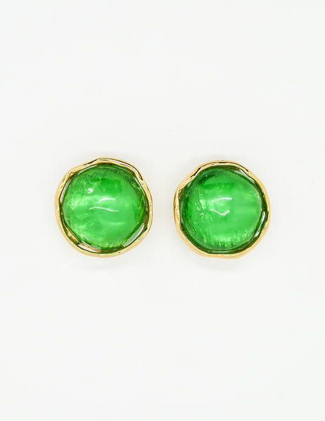 YSL Vintage Green Gripoix Glass and Gold Earrings - Amarcord Vintage Fashion
 - 2