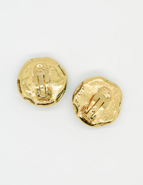 YSL Vintage Green Gripoix Glass and Gold Earrings - Amarcord Vintage Fashion
 - 5