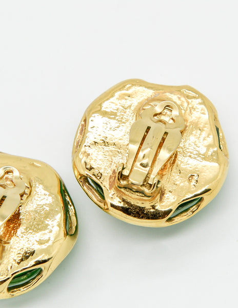 YSL Vintage Green Gripoix Glass and Gold Earrings - Amarcord Vintage Fashion
 - 6