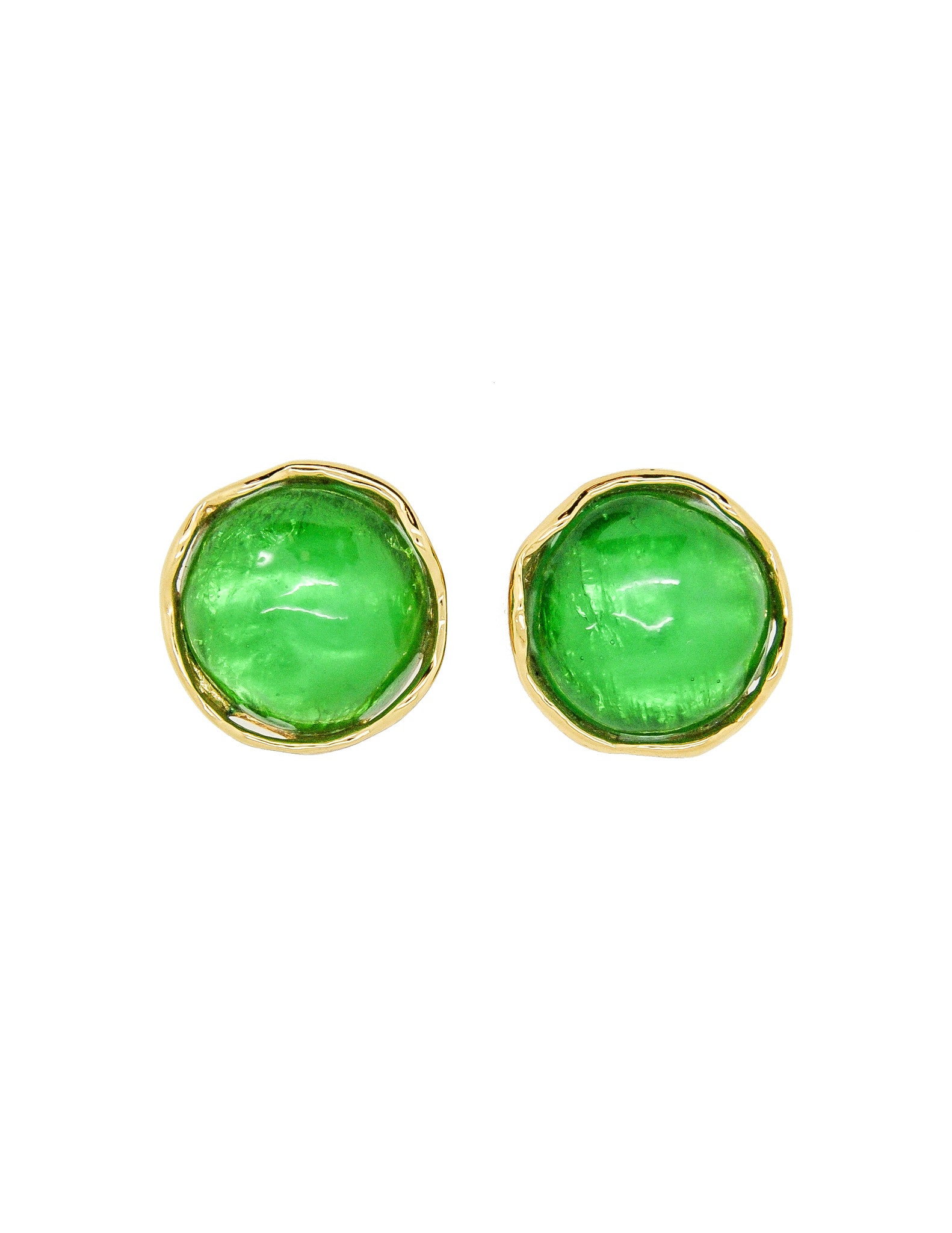 YSL Vintage Green Gripoix Glass and Gold Earrings - Amarcord Vintage Fashion
 - 1