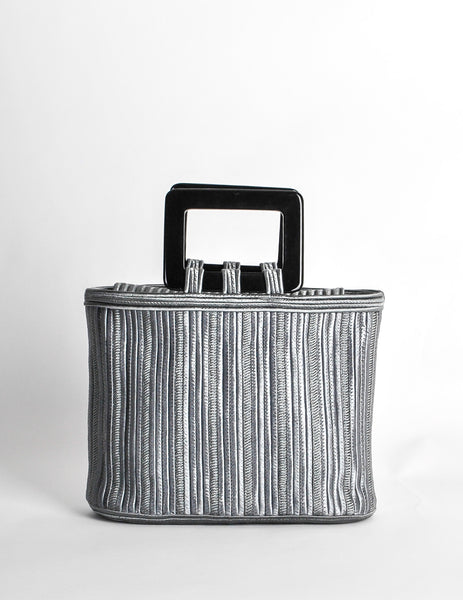 Yves Saint Laurent Rive Gauche Vintage Steel Grey Passementerie Handbag