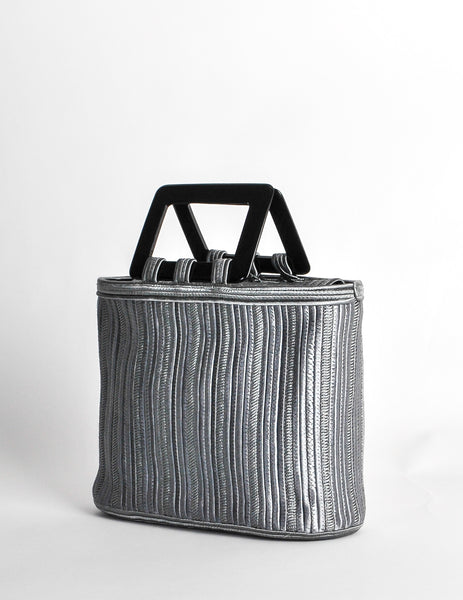 Yves Saint Laurent Rive Gauche Vintage Steel Grey Passementerie Handbag