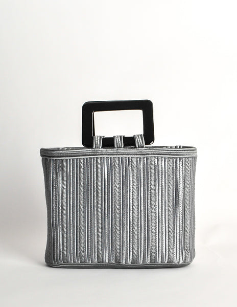 Yves Saint Laurent Rive Gauche Vintage Steel Grey Passementerie Handbag