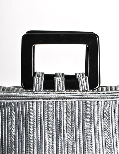 Yves Saint Laurent Rive Gauche Vintage Steel Grey Passementerie Handbag