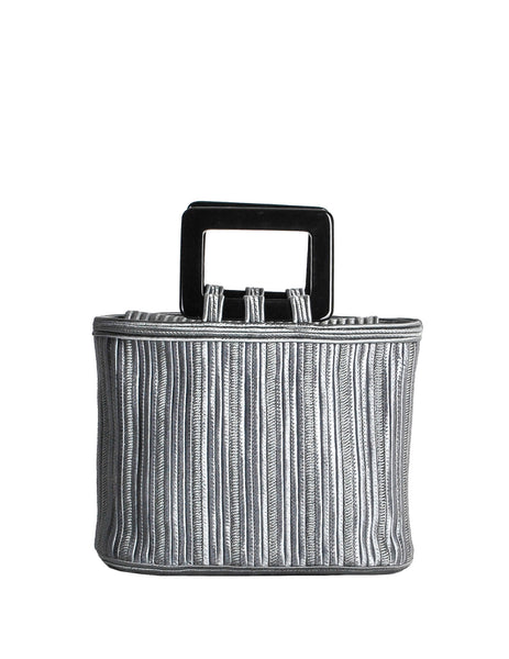 Yves Saint Laurent Rive Gauche Vintage Steel Grey Passementerie Handbag