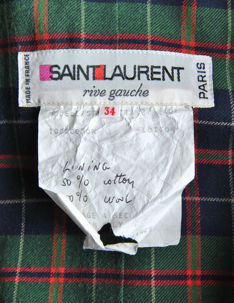 Saint Laurent Rive Gauche Vintage Grey Plaid Cape