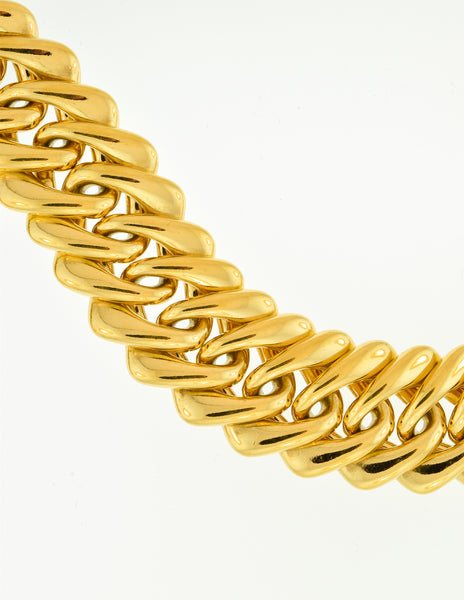 YSL Vintage Thick Gold Chain Black gem Necklace