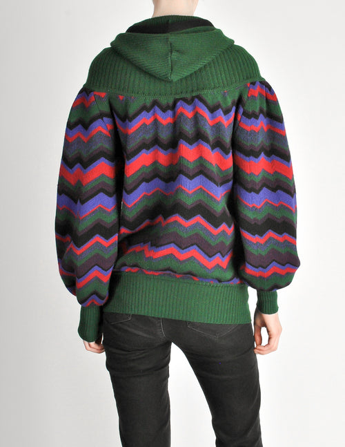 Saint Laurent Rive Gauche Vintage Chevron Knit Hooded