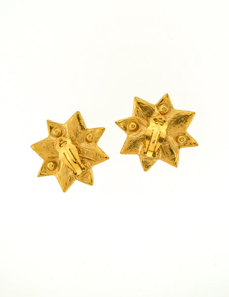 YSL Vintage Multicolor Gold Rhinestone Star Earrings - Amarcord Vintage Fashion
 - 5