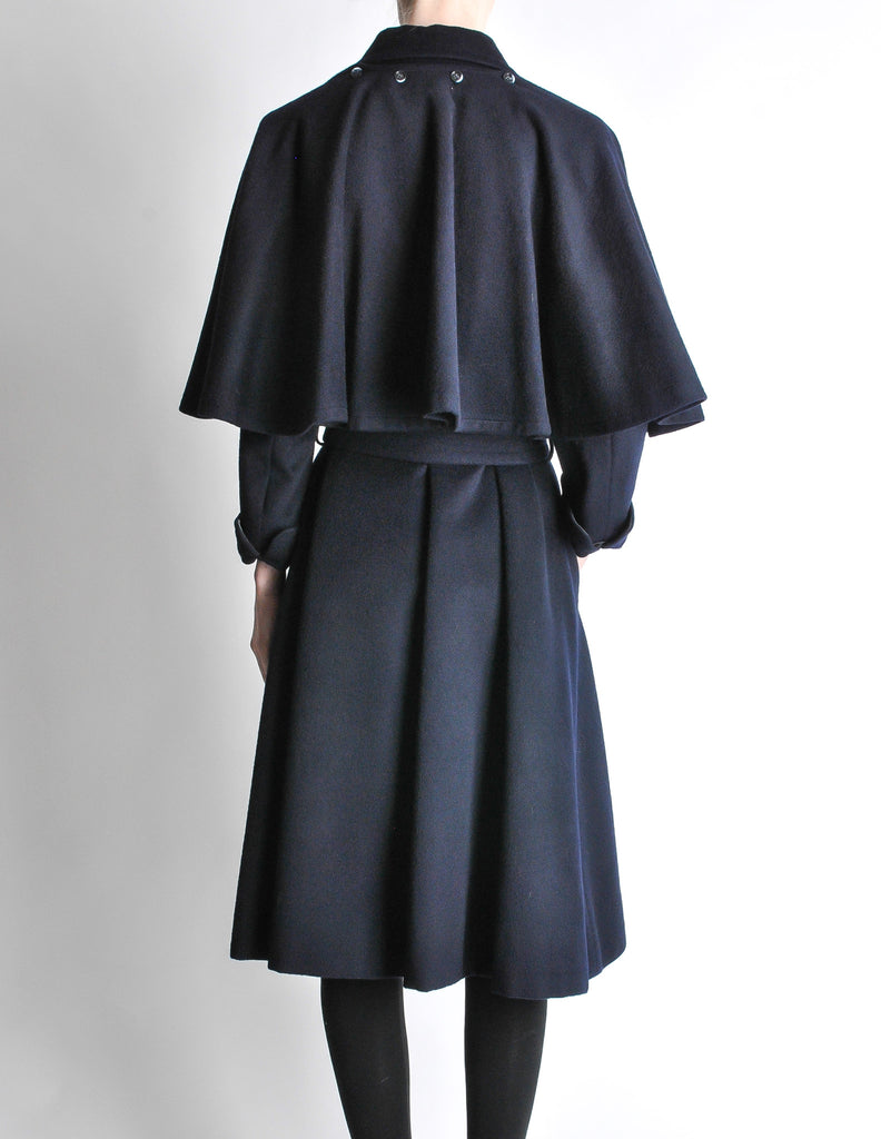 【送料&関税込】Saint Laurent Navy Blue Wool Oversize Coat SAINT LAURENT Belted Wool-Blend Jersey Coat in Navy | endource