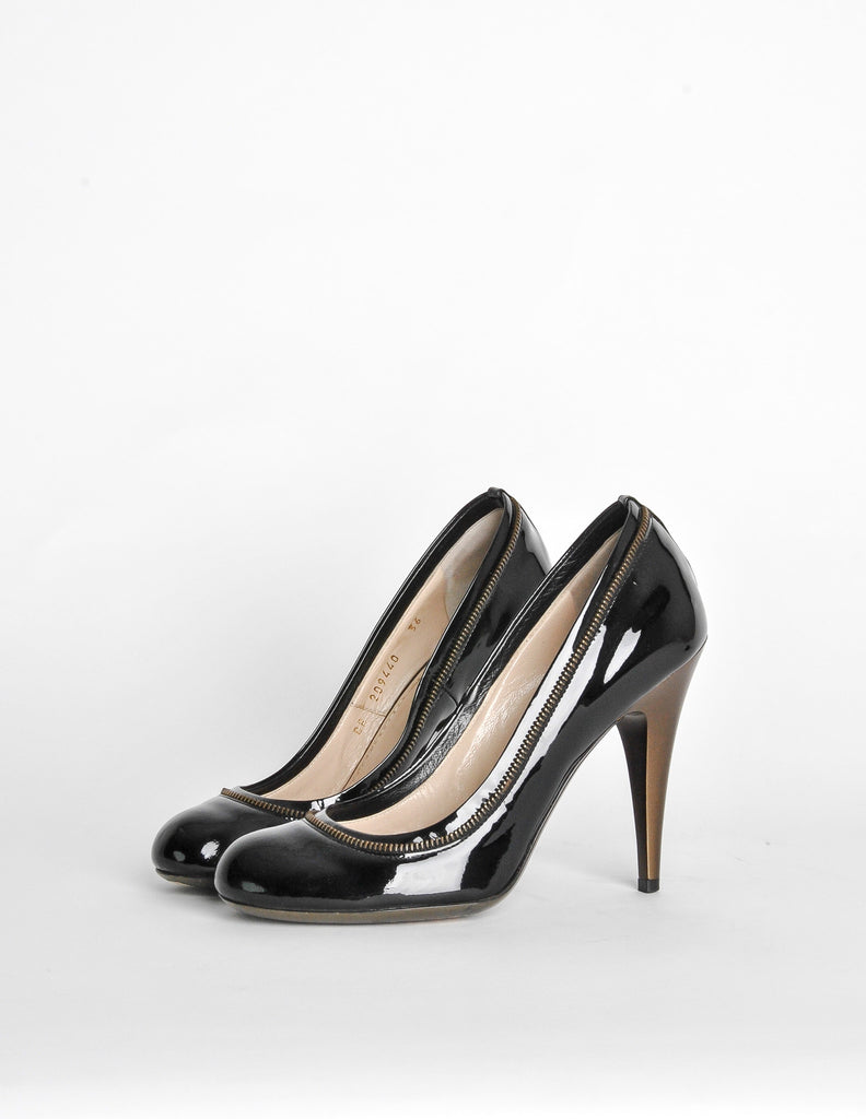 YSL Black Patent Leather Zipper Heels – Amarcord Vintage Fashion